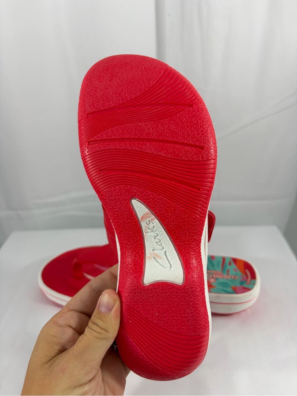 NWT Clarks Cloudsteppers Women's Size 5 Red Floral Slide Sandals - Picture 6 of 7